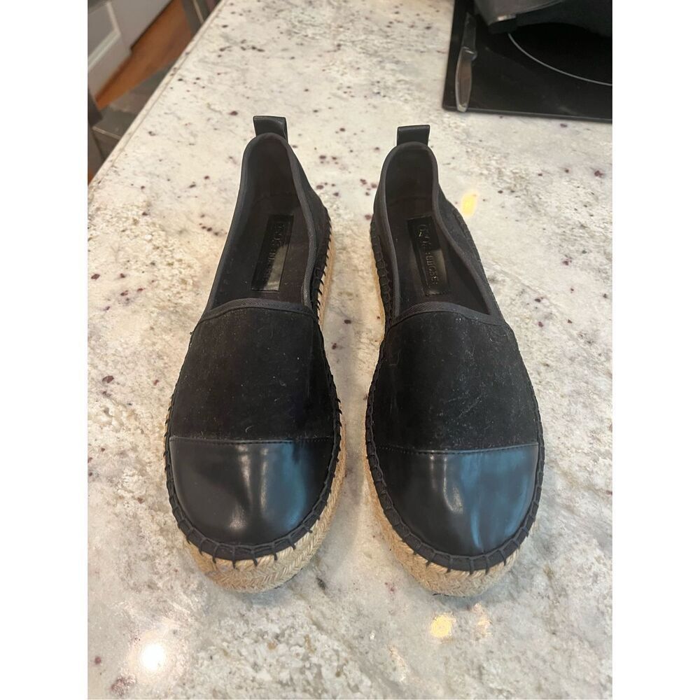 ASOS Black Cap Toe Faux Suede Espadrille Shoe sz 8 US